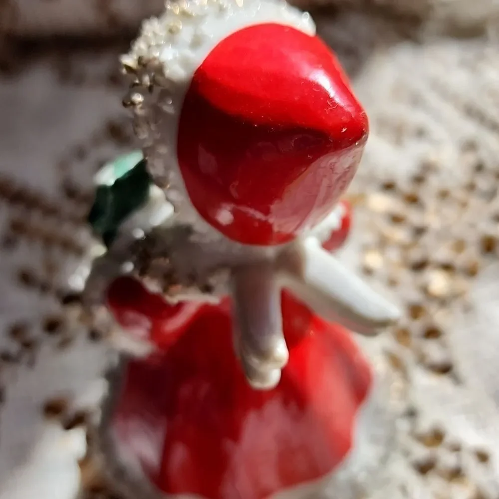 Lefton Porcelain Christmas Angel Vintage 1956 Carrying A Tree & Bells